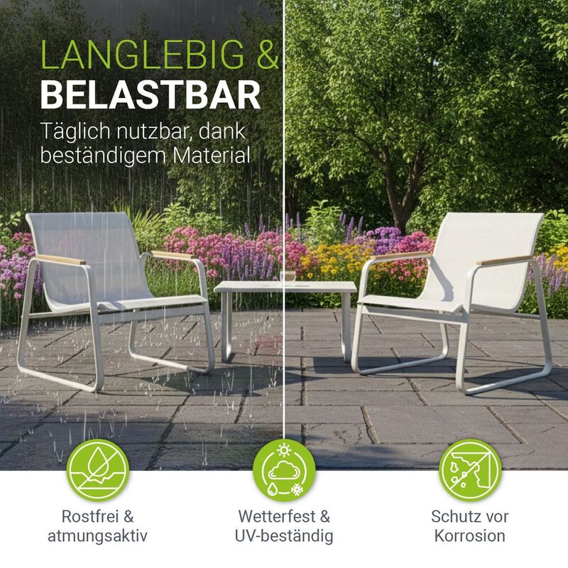 Gartenmöbelset Genua 4-teilig Sitzgruppe wetterfest Tisch Bank anthrazit sand - 4262437186788