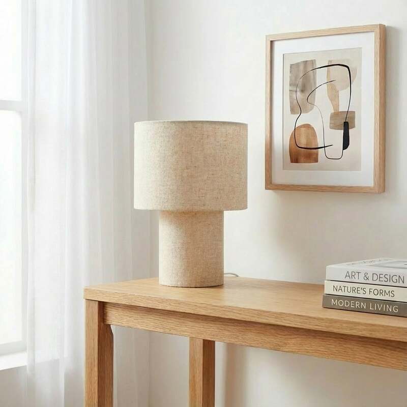 Lindby Tischleuchte Elfie LED Lampe Leuchte beige Textil E27 Ø23cm Höhe 30cm - 4255830906480