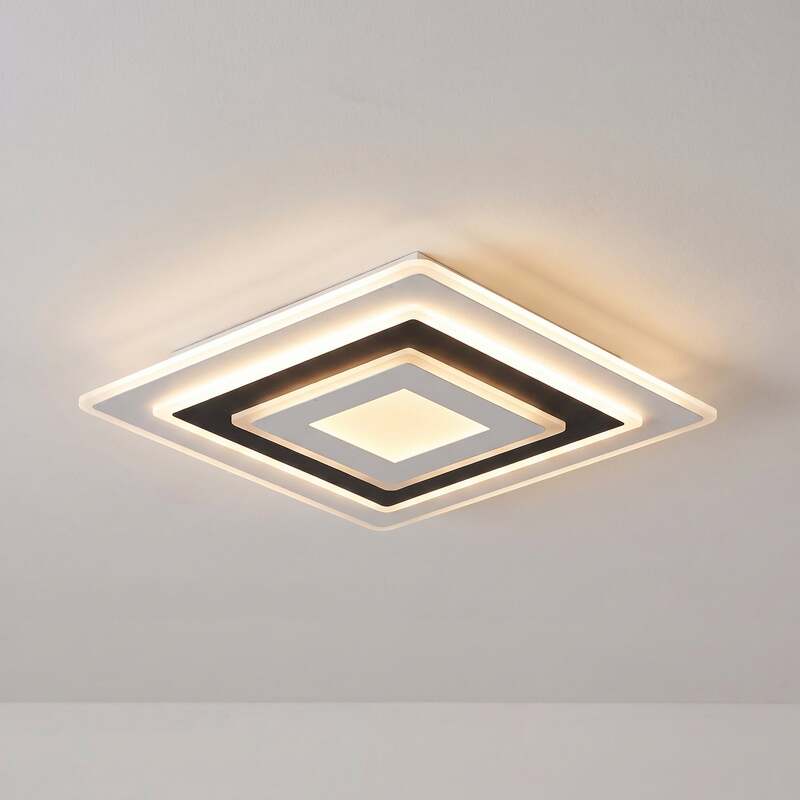 Lindby Deckenleuchte Rebeka LED Lampe dimmbar CCT 50x50cm schwarz weiß 2400Lumen - 4255830903045