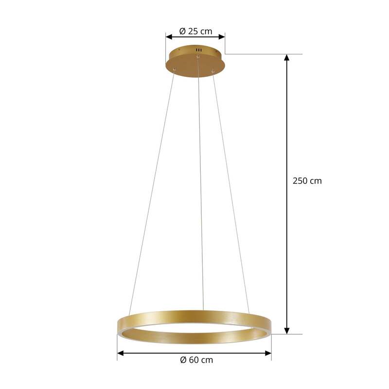 Lucande Hängeleuchte Pendelleuchte Yonam LED dimmbar gold CCT 1-flg Ø60cm 6800lm - 4255830904066