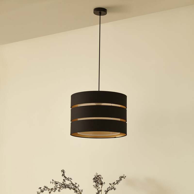 Lindby Hängeleuchte Pendelleuchte Tsomo schwarz Stoff Deckenleuchte E27 LED 40cm - 4251911765441