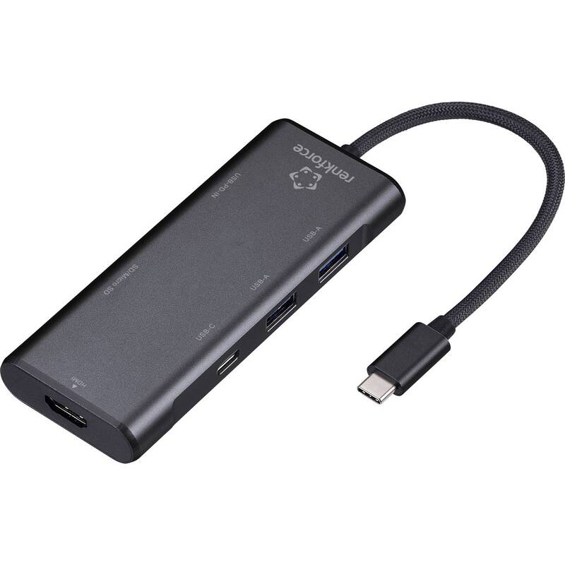 RENKFORCE Dockingstation 7in1 Adapter USB-C Hub Kartenleser USB-A HDMI Schwarz - 4064161398068