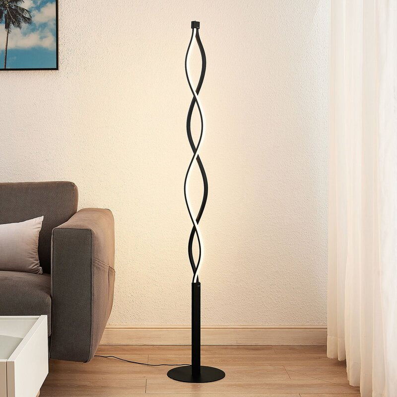 Lindby Welina LED-Stehleuchte Standlampe Stehlampe Standleuchte gedreht schw256 - 4251096597240