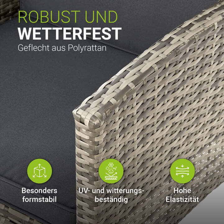 Rattan Sitzgruppe Turin Polyrattan Gartenmöbel Set für 7 Personen mit Kissen - 4262437180250