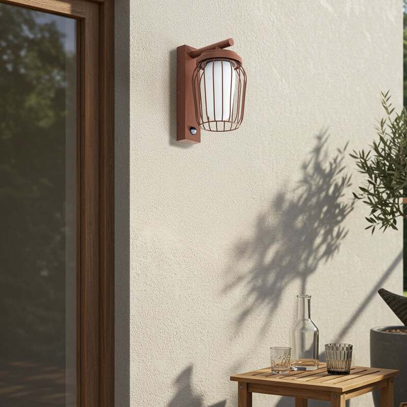 Lucande Außenwandleuchte Chandan LED Gartenleuchte mit Sensor IP44 rost weiß - 4255830906725