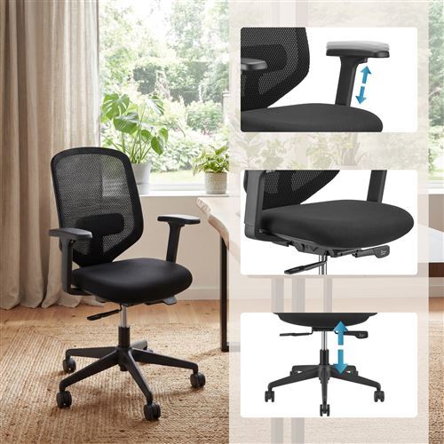 HJH OFFICE Bürostuhl Drehstuhl Schreibtischstuhl Delvia Schwarz Armlehnen - 4064323130628