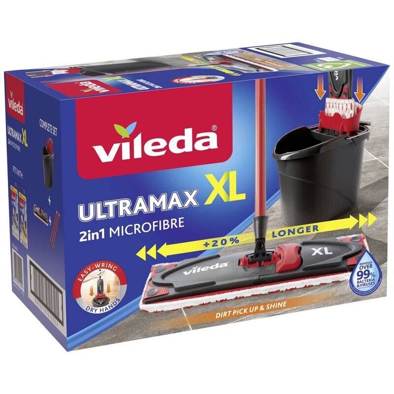 Vileda Wischer ULTRAMAX XL Mop Bodenwischer Reinigung schwarz rot flexibel 0m - 4023103212190