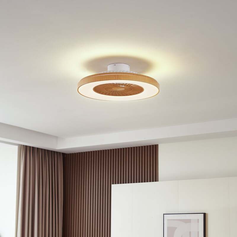 Lindby LED-Deckenventilator Teleo Deckenventilator Venti holzfarben DC leise CCT - 4251911780147