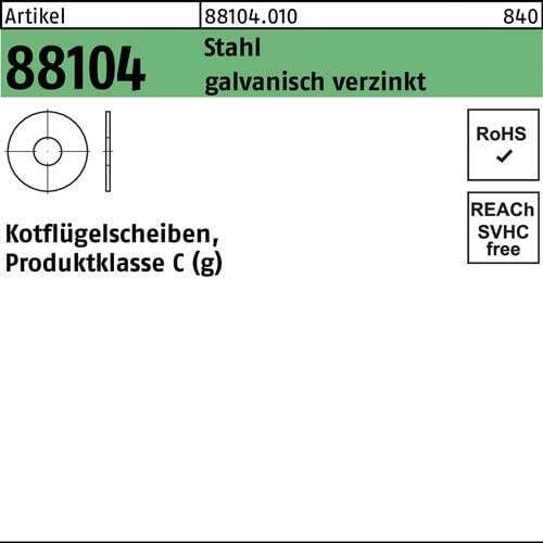 Kotflügelscheibe R 88104 Stahl galvanisch verzinkt 200 Stück 6,4x20x1,5cm - 4043952665640