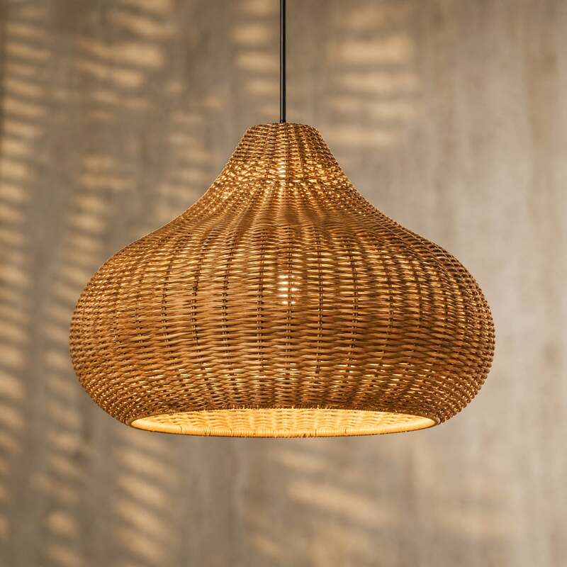 Lucande Außenhängelampe Taniola LED Gartenleuchte Rattan dimmbar beige IP44 30cm - 4251911798715