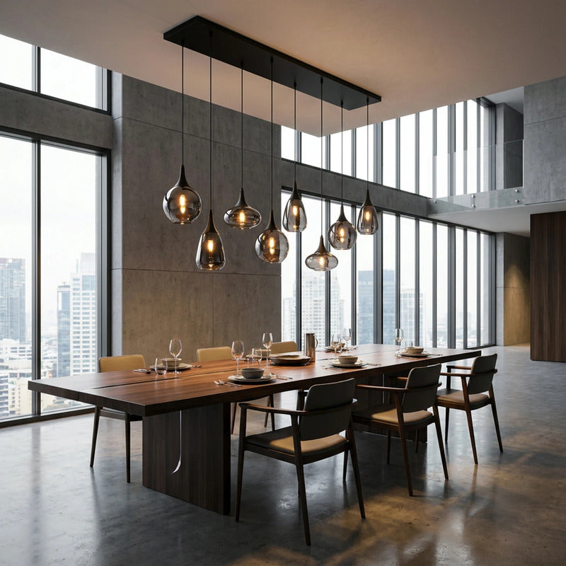 TRIO LIGHTING Hängeleuchte Pendelleuchte Lumina 8-flammig dimmbar schwarz chrom - 4017807542301