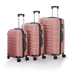 B-Ware Hartschalen Koffer Rom 3-teilig Set ABS-Kunststoff schlagfest 360° Rollen rosa