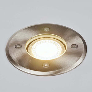 B-Ware Lindby Bodeneinbauleuchte Insa LED Gartenleuchte dimmbar Edelstahl IP67 Ø11cm