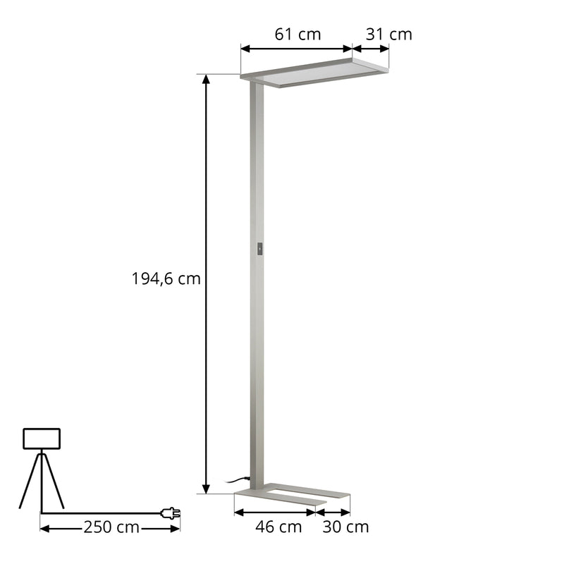 Prios LED-Stehleuchte Standlampe Taronis 195 cm Touchdimmer Universalweiß Silber - 4251911755534