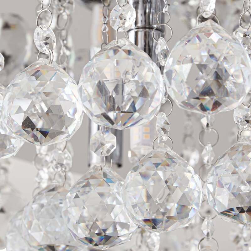Lindby Deckenleuchte Antonino LED Kristall Deckenlampe dimmbar chrom Ø55cm 8-flg - 4251096590043