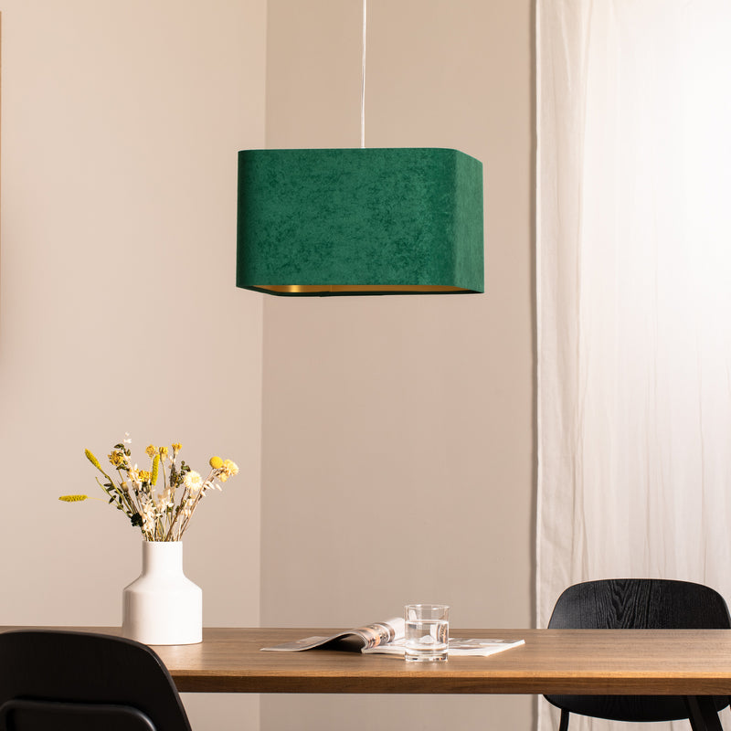 Hängeleuchte Kwadro LED Pendelleuchte dimmbar grün gold 40x40cm Velourstoff - 5906742034738