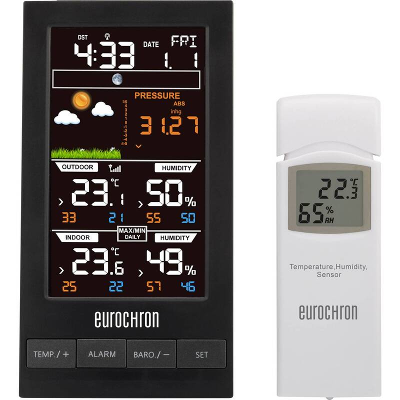 Eurochron Funk-Wetterstation EFWS S250 Wettervorhersage 12-24 Stunden schwarz - 4016139137766