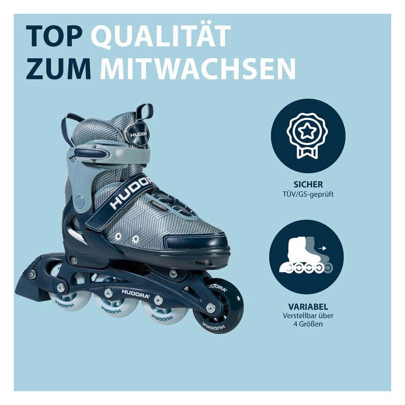 HUDORA Inline-Skate Leon 2.0 blau/grau für Kinder Gr. 33-36 verstellbar Skates - 4005998282564