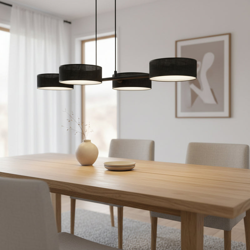 Hängeleuchte Drumz 4 schwarz LED Pendelleuchte dimmbar Stoff Stahl 80cm 46cm - 5907106013796