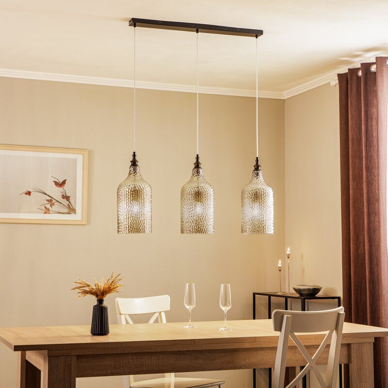 Lindby Hängeleuchte Pendellampe Drakar 3-flg grau Glas Ø 19,5 cm - 4251911778212