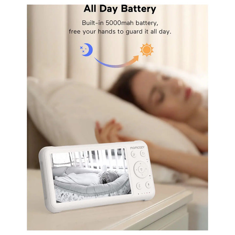 Momcozy Babyphone Babymonitor mit Kamera BM007-WH12BA-A Full HD 5 Zoll weiß - 0647168301732