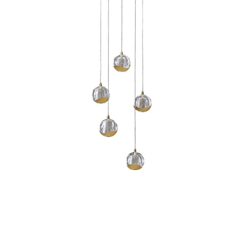Lucande Pendelleuchte Hängeleuchte Hayley LED Lampe 5-flg Blasenstruktur gold - 4251096562477