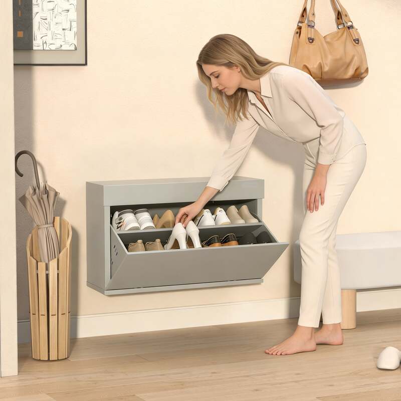 Paplet Schuhschrank Aufbewahrung Gelb Grau Handtuchschrank 685x500x150mm - 8720598052169