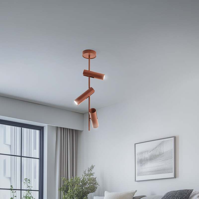 Leda Deckenspot Spot Leuchte ziegelrot 3-flammig Stahl Höhe 76 cm364 - 5902846810599