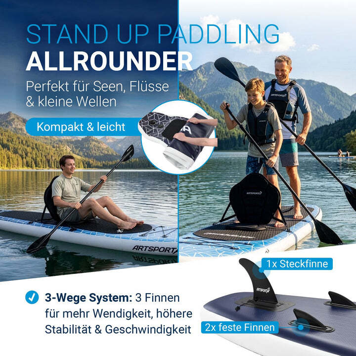 Stand Up Paddling Board Deep Ocean Blau mit Kajaksitz Action-Cam-Halterung - 4262437187358