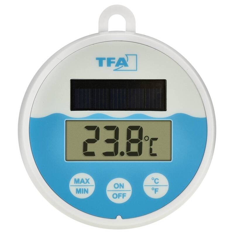 TFA Poolthermometer Schwimmthermometer Solar Digital Weiß Akku Befestigungsleine - 4009816041005