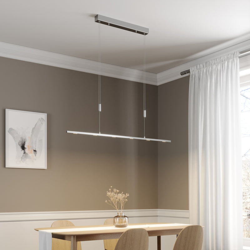 Lucande Hängelampe Hängeleuchte Arnik LED Pendelleuchte dimmbar nickel 120cm - 4251096549164