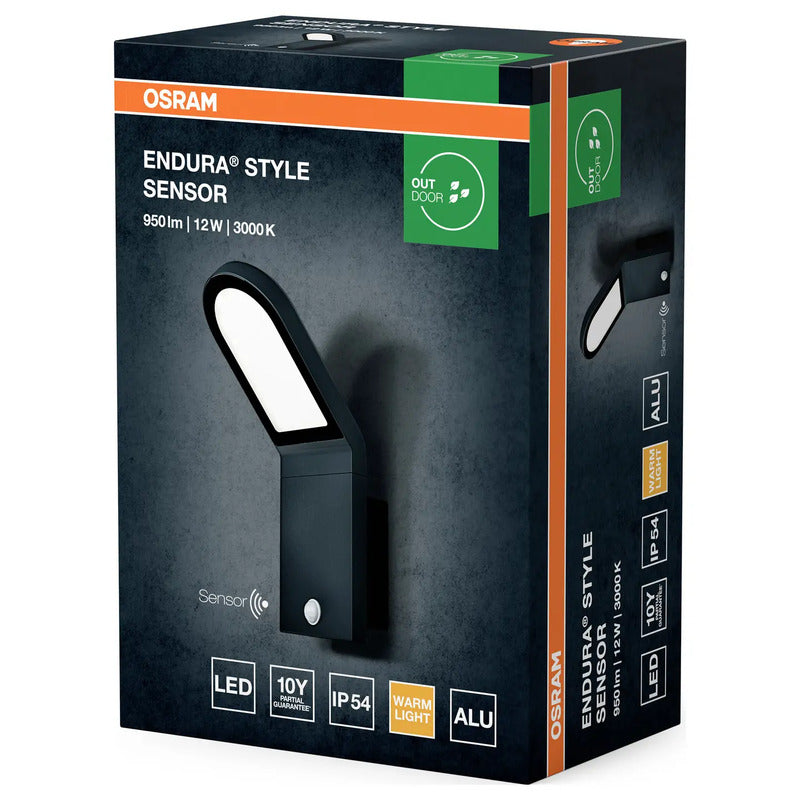 OSRAM ENDURA Style LED-Außenwandleuchte 12W IP54 Dunkelgrau mit Sensor - 4099854453939