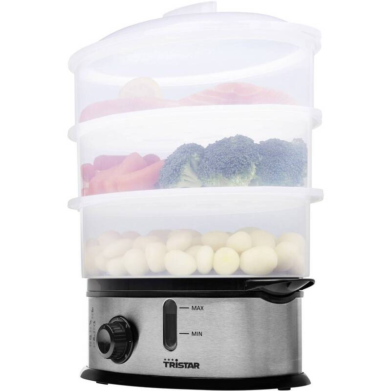 Tristar Dampfgarer Dampfer BPA-frei Edelstahl 1200W 3 Ebenen Schwarz 1,5kg - 8713016065728
