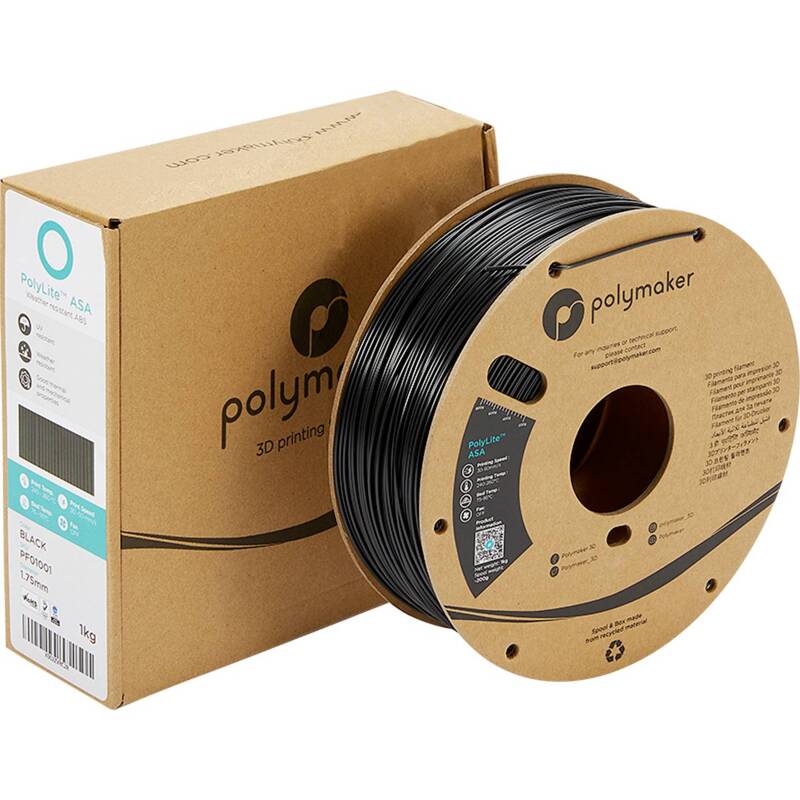 Polymaker Filament ASA 1.75mm 1kg schwarz für 3D-Druck hitzebeständig - 6938936709947