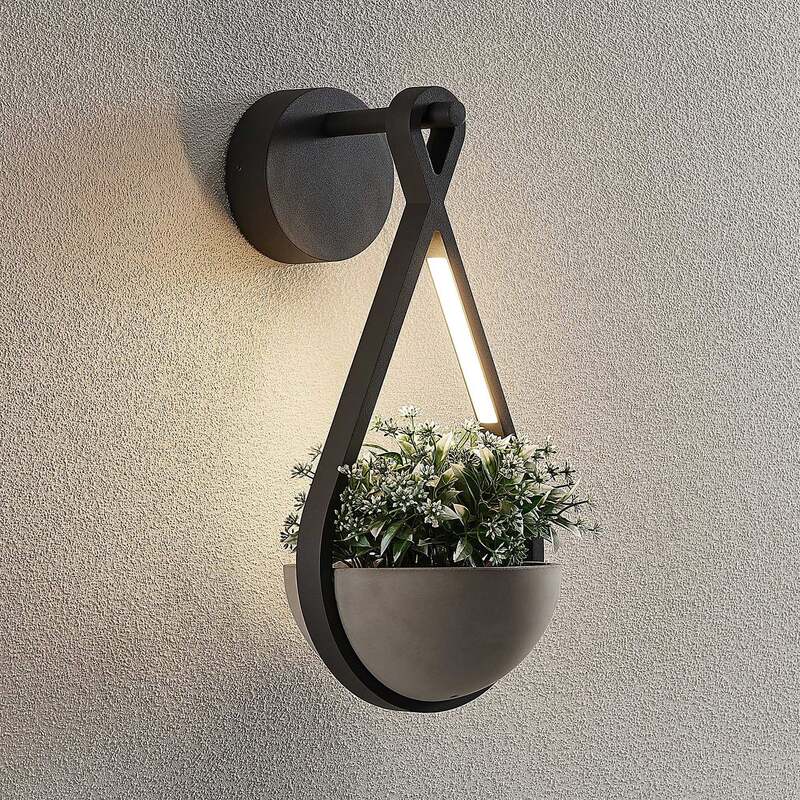 Lucande Außenwandleuchte Wandlampe LED Florka Naturstein Blumenampel Pflanzsc65 - 4251096580778
