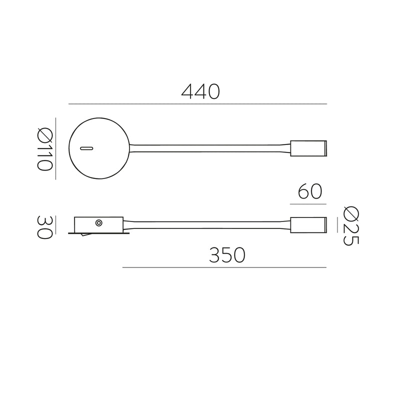 ACB ILUMINACIÓN LED-Wand-Leseleuchte Leselampe Lyon Flexarm Schalter schwarz 3W - 8430390358856
