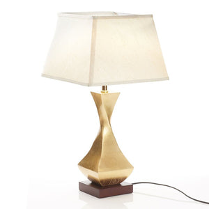 B-Ware Schuller Valencia Tischleuchte Lampe gold Textil Holz Deco Schalter Fuß beige
