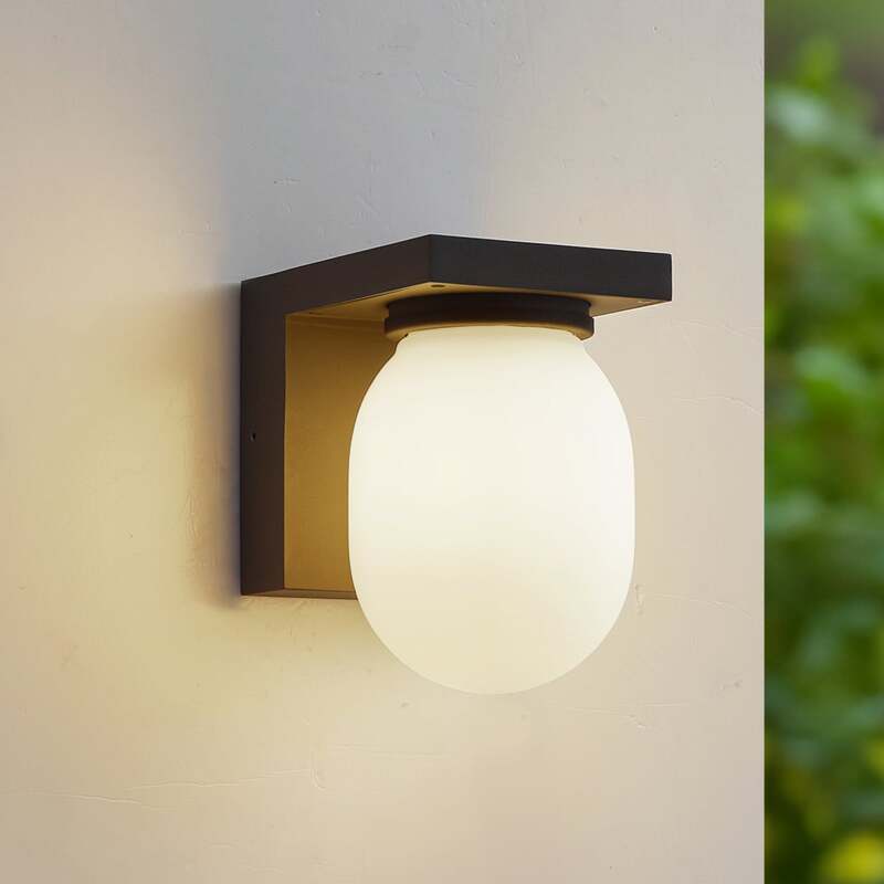 Lucande Außenwandleuchte Wandlampe Ovaali Glas dunkelgrau IP65 Außenlampe - 4251911796872
