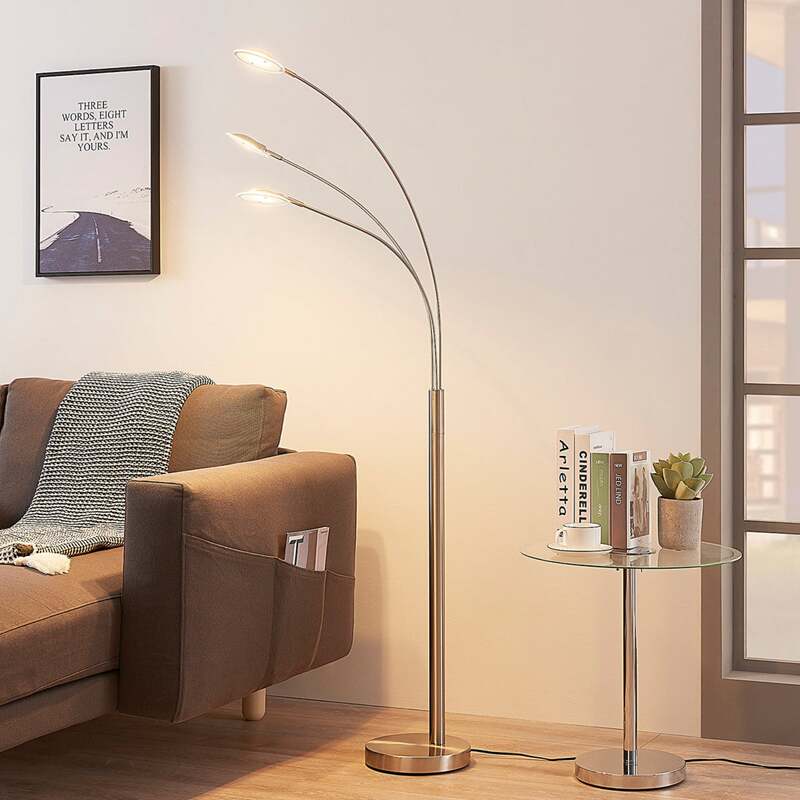 Lindby Stehlampe Anea LED Lampe Leuchte 3-flammig nickel matt 168 cm Höhe 3000 K - 4251096543186