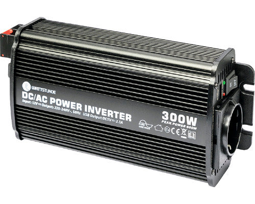 WATTSTUNDE Sinus Spannungswandler 300W 12V Wechselrichter IP65 schwarz 22,5x11cm - 4251190108168