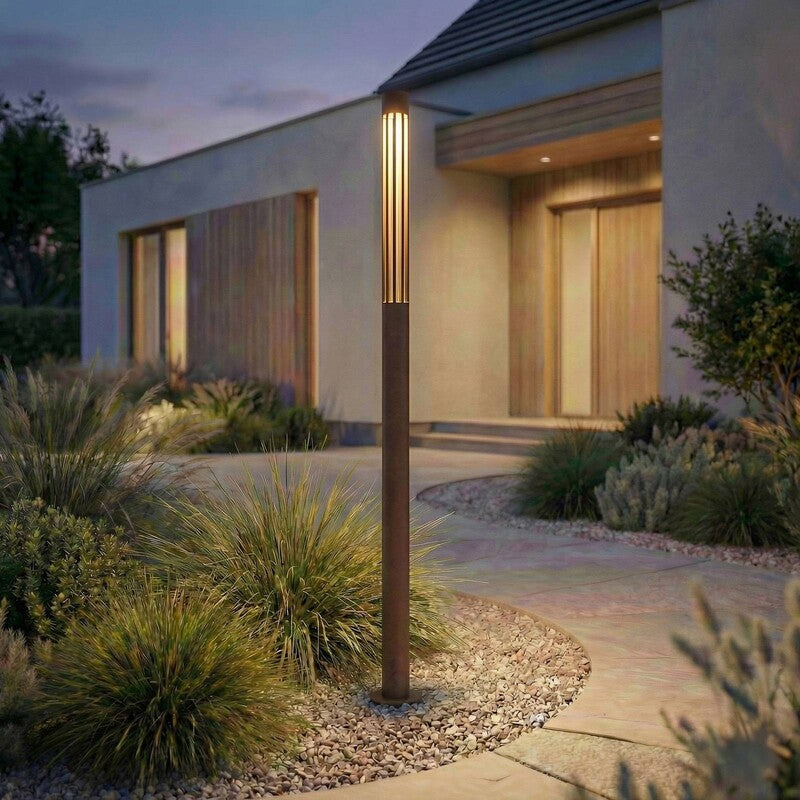 Lindby Wegeleuchte Gartenleuchte Fjorya LED Pollerleuchte braun IP65 90cm - 4255830909535