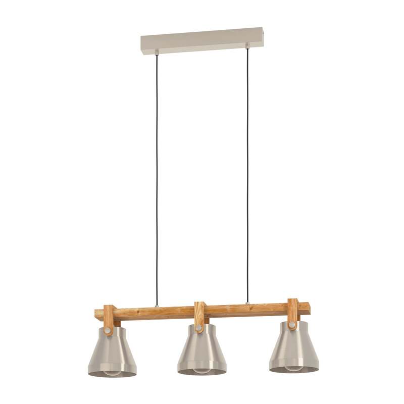 Eglo Pendelleuchte Hängelampe Cawton Leuchte Stahl Holz 76 cm 3-flammig E27 LED - 9002759439521