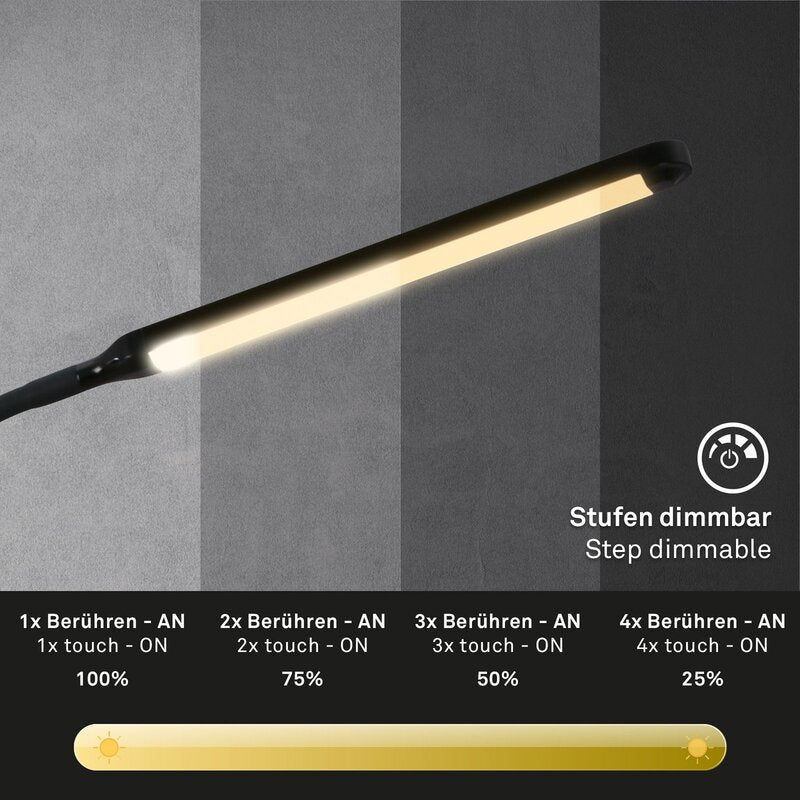 Briloner Stehleuchte Standleuchte LED Touchdim Pivaz schwarz Wohnzimmer Homeoffi - 4002707444688