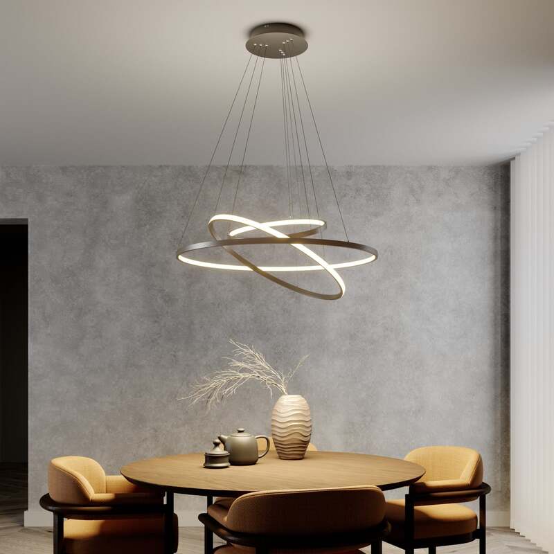 Lucande Pendelleuchte Hängeleuchte Ezana LED Lampe dimmbar nickel Ø80cm 3000K - 4251096556858