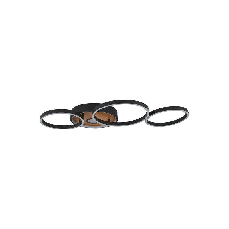 Searchlight Deckenleuchte Deckenlampe LED Curio Holzoptik schwarz Silikon Stahl - 5053423245218