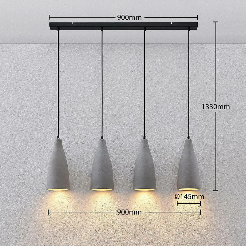 Lindby Beton-Pendelleuchte Sanne Pendelleuchte Hängeleuchte Lampe vierflammig - 4251096567328