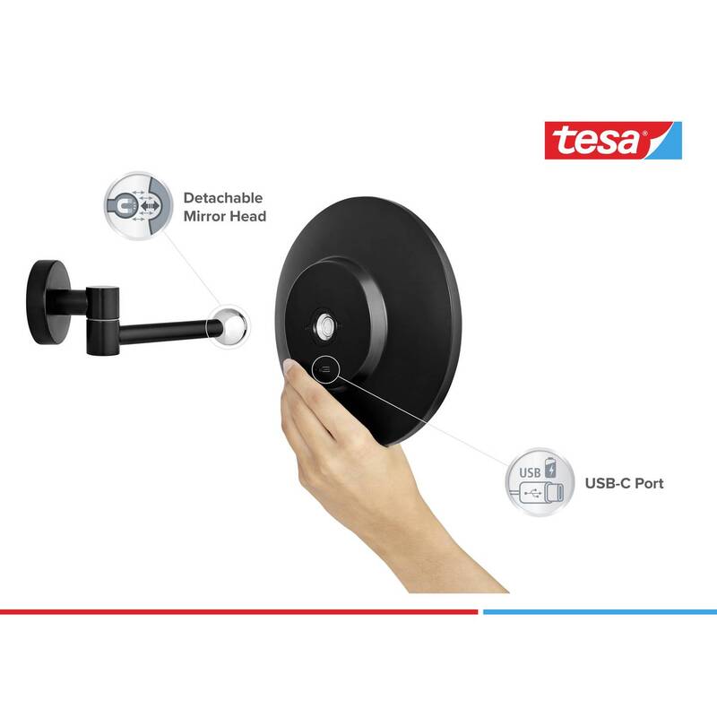 Tesa Kosmetikspiegel Visioon 5-fache Vergrößerung dimmbare LED Touch schwarz - 4063565251245
