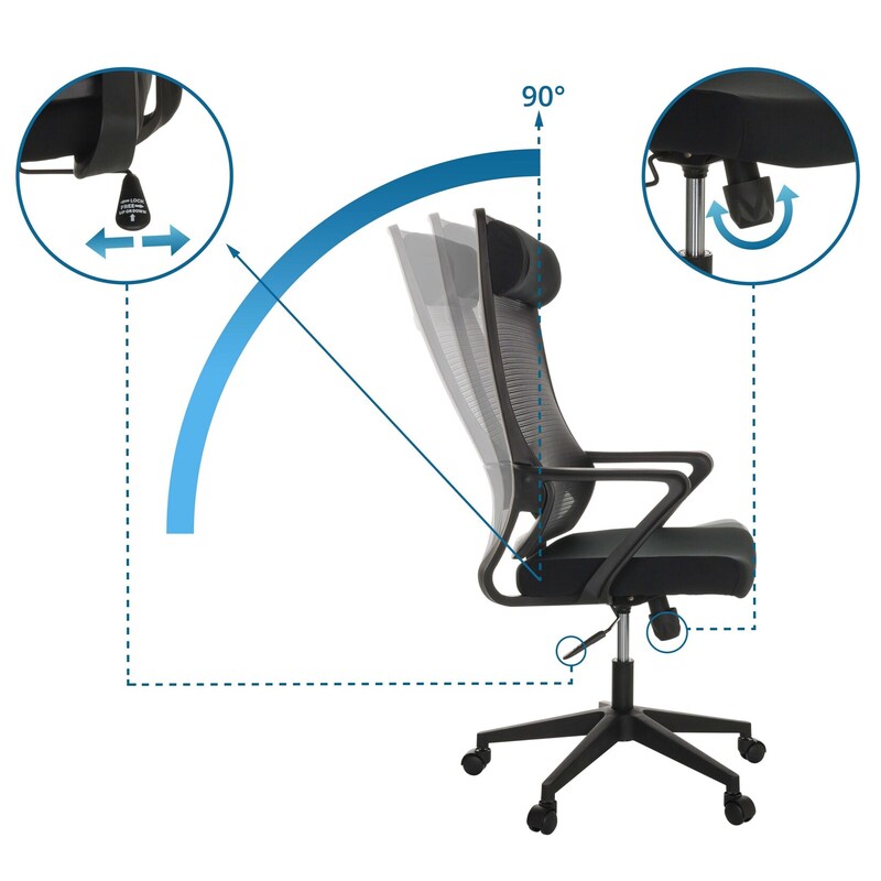 hjh OFFICE Bürostuhl NEKEO Drehstuhl mit Netzstoff schwarz ergonomisch - 4064323028581
