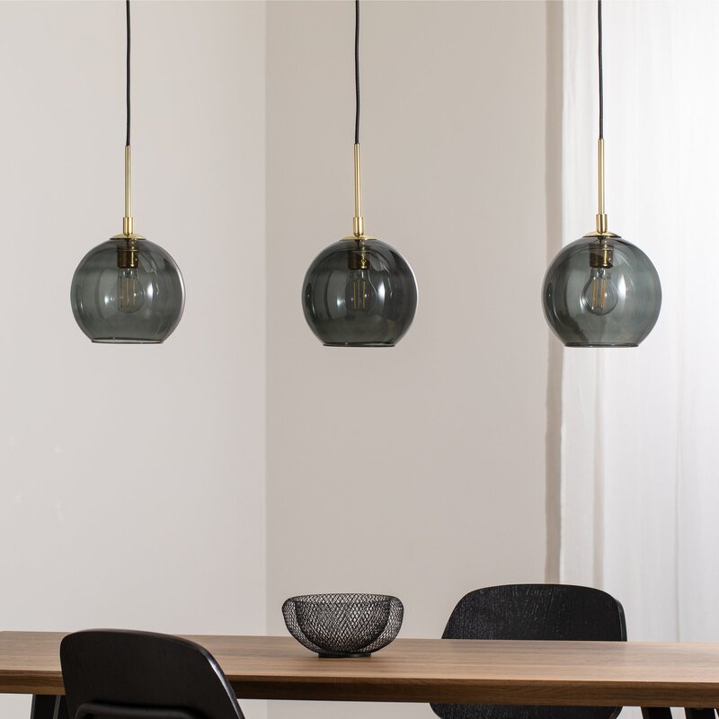 Argon Hängelampe Dulce rauchgrau schwarz Glas 3-flg Deckenlampe Deckenleuchte - 5902553234381
