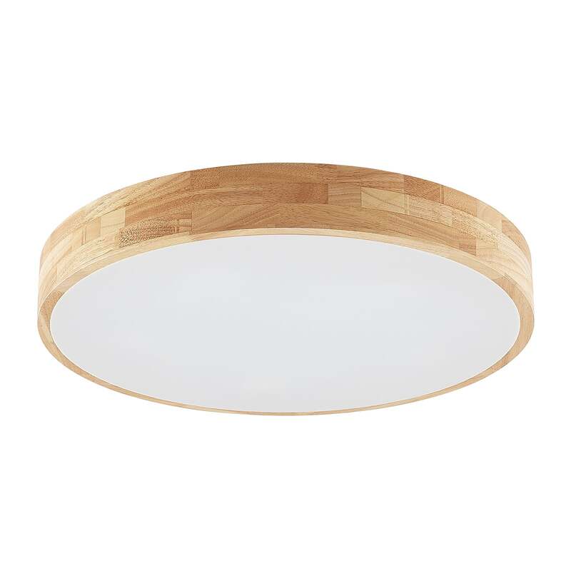 Lindby Deckenlampe Tanju LED Leuchte Lampe dimmbar rustikal Ø60cm Holz weiß - 4251911729061